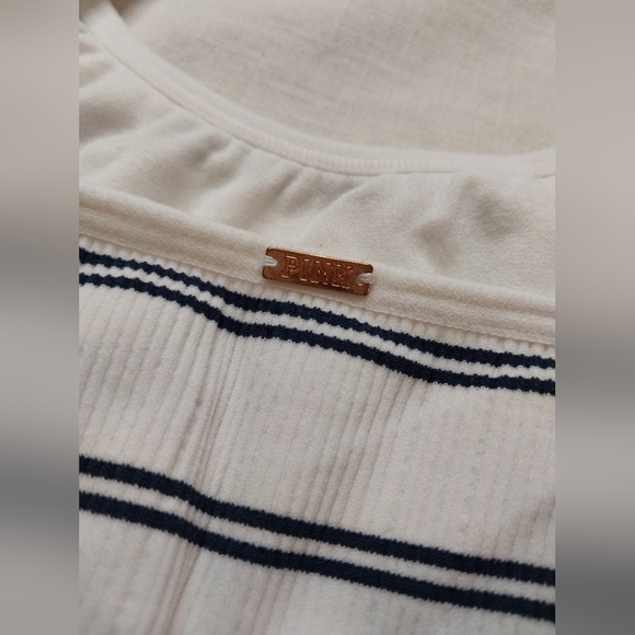 PINK Victoria's Secret White and Black Striped Bra - Picture 3 of 12